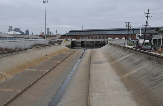 Washington Canal at normal capacity, view towards Drainage Pumping Station 1.